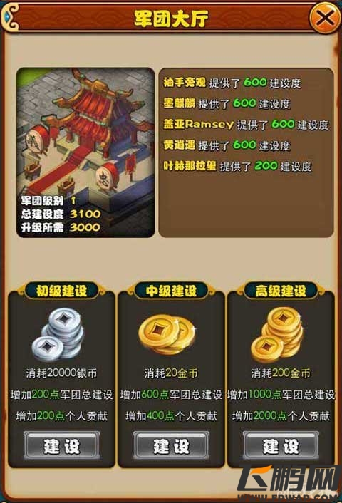 军团大厅提高贡献度