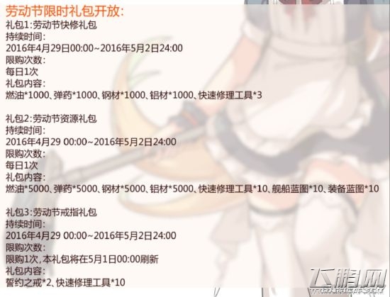 战舰少女r五一礼包有什么 五一限时礼包详解 (1)