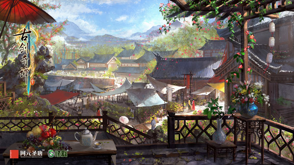 花下重门《古剑奇谭三》城镇场景鄢陵曝光