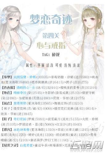 奇迹暖暖梦恋奇迹第四期花与戒指第四关高分搭配 (1)