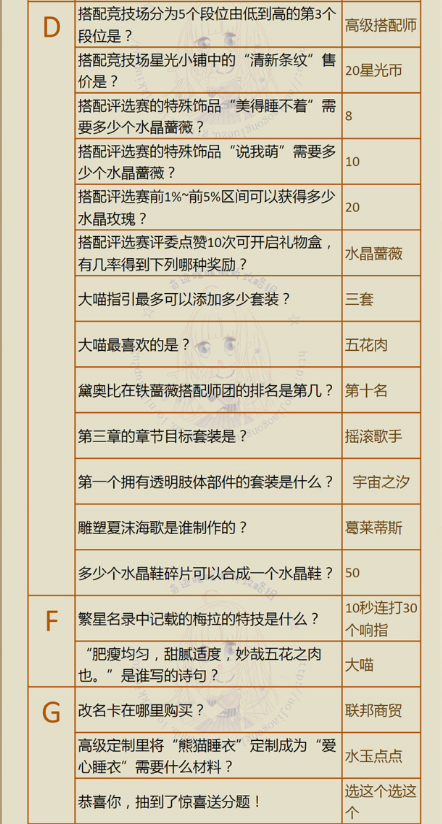 奇迹暖暖7.26暑期知识问答答案大全 7月奇迹大陆知识问答答案汇总 (4)