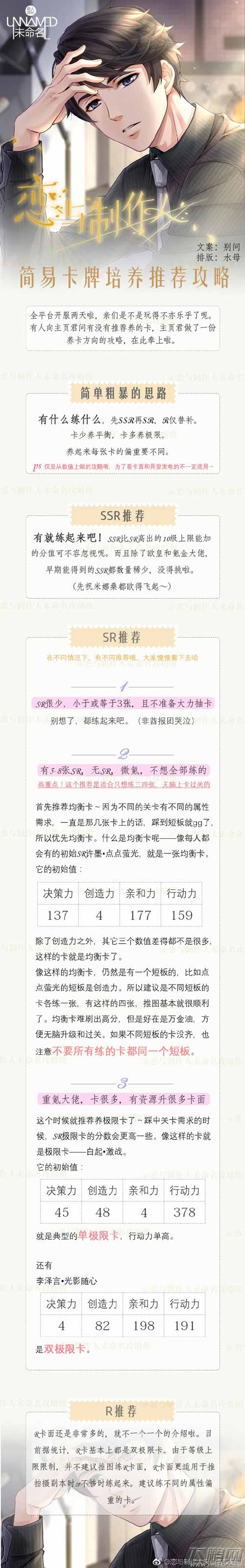 恋与制作人卡牌培养攻略 恋与制作人卡牌推荐 (1)