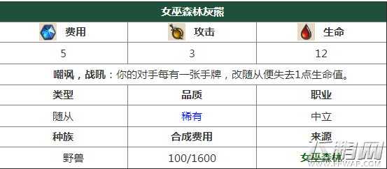 炉石传说女巫森林灰熊怎么样 女巫森林灰熊新卡效果一览 (2)