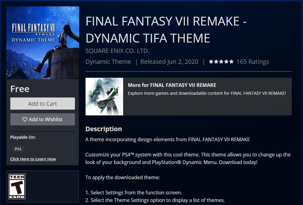 欧美地区《FF7：重制版》蒂法动态主题免费领 (2)